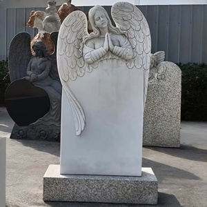 European Style Cemetery Memorial Outdoor Hand Carved Natural Marble Angel <strong>Statue</strong> Christ Tombstone Monument - Product Image 5