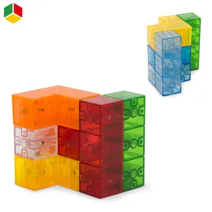 QS儿童磁性瓷砖DIY彩色3D拼图塑料积木魔术磁性立方体儿童益智玩具