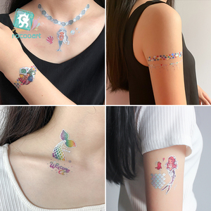 Le abitudini Della <span class=keywords><strong>Sirena</strong></span> Del Partito Forniture Tatuaggi Per I Bambini Delle Ragazze Di Compleanno Favori di Partito Glitter Metallic Laser Olografica Tatuaggi Temporanei - Product Image 5