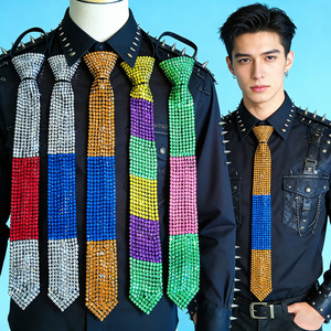 Rhinestone <b>Ties</b> Color Blocking Rayon DIY Decorative <b>Tie</b> For Men And Women Casual Wear - Product Image 5