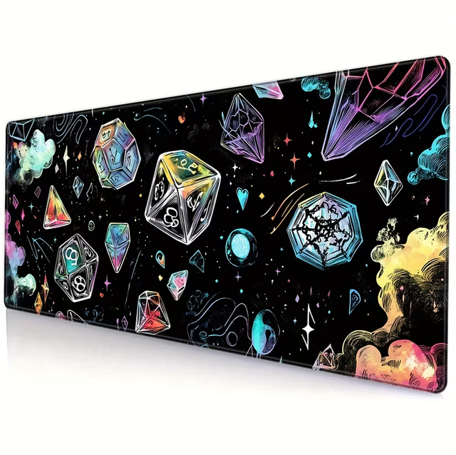 Dice Gaming Mouse Pad XL XXL Size Non-Slip Desk Mat with Stitched Edges Multifunctional Sublimation Printed Computer Keyboard