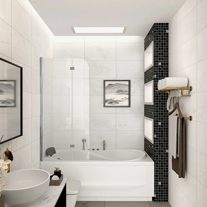 New Modern Hotel Smart Freestanding Bathtub Bifold Shower Partition Shower Glass Door