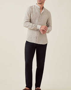 <span class=keywords><strong>Camicie</strong></span> da <span class=keywords><strong>uomo</strong></span> da lavoro in bianco a manica lunga <span class=keywords><strong>senza</strong></span> <span class=keywords><strong>colletto</strong></span> kaki di alta qualità - Product Image 4