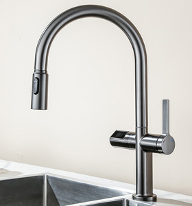 Schwarz herausziehen Wasserhahn Küchen spüle Wasserhahn 2 Funktionen Sprayer Touch Steel Modern Contemporary Ceramic Hotel - Product Image 5