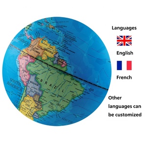 Globo Terráqueo Político en Inglés, Meridianos Plateados y Base de Madera Sólida 360 °   Globo Terráqueo Educativo Giratorio para Decoración de Oficina o Escuela, Regalo - Product Image 4