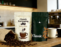Sacs d'emballage personnalisés imprimés en usine avec fermeture éclair refermable pour grains de café, sachets alimentaires anti-odeur à fond plat avec valve pour pizza et salade