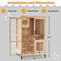 Condo de luxe écologique pour chat avec griffoirs, maison en bois surdimensionnée avec roues pour chats d'extérieur et d'intérieur (prête pour l'hiver)