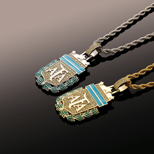 Collar con colgante de moda para hombre Totalmente CZ Diamond Custom Soccer Team Fans <span class=keywords><strong>Argentina</strong></span> Team Badge para Sports Fans Souvenirs - Product Image 4