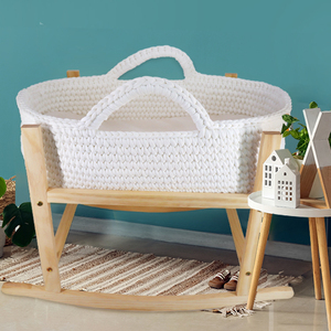 Haute qualité à la main en tricot Crochet nouveau-né pépinière Pad bébé berceau berceau <span class=keywords><strong>couche</strong></span> panier à langer avec Base en bois pour la maison - Product Image 6