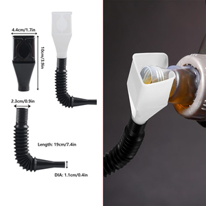 SOOLU Ensemble de 10 entonnoirs automobiles flexibles à angle droit en plastique/PVC pour huile/eau/refroidissement, avec filtre à bec détachable, noir - Product Image 3
