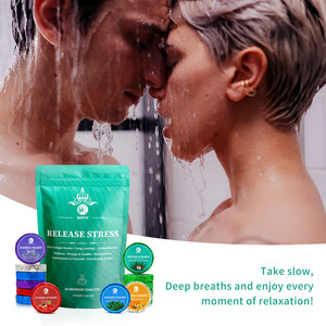 Set de 25g de bombas de baño efervescentes personalizadas con aroma a jazmín, limón y rosa, tabletas circulares relajantes para ducha, spa en casa, ducha relajante. - Product Image 3