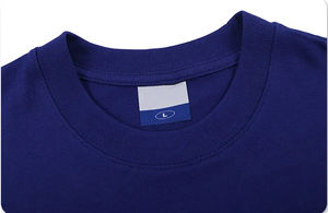 เสื้อยืดคอกลมสำหรับผู้ชายผ้าฝ้าย95% ผ้าสแปนเด็กซ์สีทึบทรงโอเวอร์ไซส์สีฟ้าเข้ม - Product Image 6