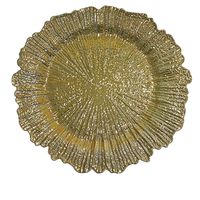 Assiettes de présentation de luxe en plastique PS durable, or et argent, à motif personnalisé, pour service de poisson, hôtels et fêtes, Marque WOJU