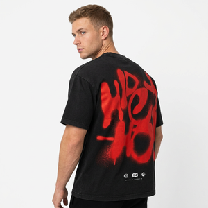Oversized <b>Black</b> <b>Men's</b> T-<b>Shirt</b> With <b>Red</b> Graffiti Print Back Design Streetwear Style Short Sleeve O-Neck Jersey Fit - Product Image 6