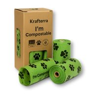 Sac à déchets de bonne qualité Emballage de fécule de maïs biodégradable écologique pour chien Compost biodégradable de caca pour animaux de compagnie imprimé personnalisé