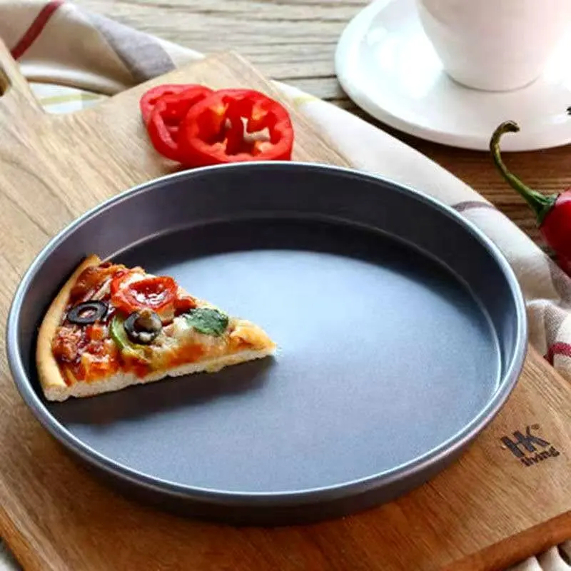 Panci Pizza Baja Karbon, Peralatan Dapur Wajan Memanggang dengan Lapisan Anti Lengket Kotak Pengawet Pizza Bulat