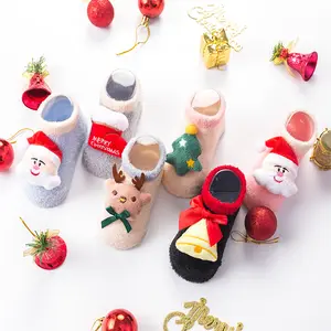 في المخزون عيد الميلاد الكرتون 3D جميل غامض الدافئة الشتاء سميكة مكافحة زلة الرضع جورب حذاء للطفل