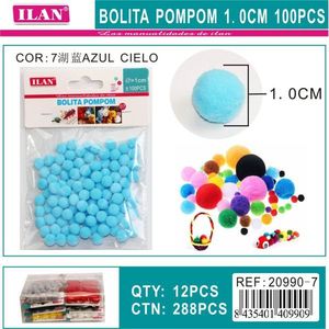 Pompon ILAN 1.0 Cm 100 Pezzi Blu Cielo per Artigianato - Product Image 1