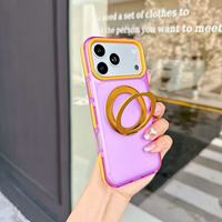 Coque de téléphone antichoc de luxe au design populaire 2026, colorée, avec anneau métallique pour recharge sans fil à 360° pour iPhone 17 Pro Max