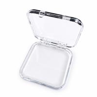 Boîte de rangement en plastique transparent avec couvercle à charnière, conteneur carré transparent en noir, blanc, rose et transparent