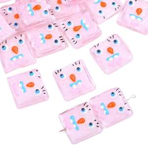 Goma de mascar pintada a mano, cuentas esmaltadas con sonrisa de 20mm, cuentas cuadradas de cristal de Murano con agujero recto para la fabricación de joyas - Product Image 2