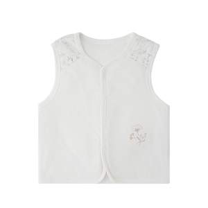 Soft Quilted Cotton Baby Waistcoat Chinese Style Floral Shoulder Patch Sleeveless Baby Vests Newborn