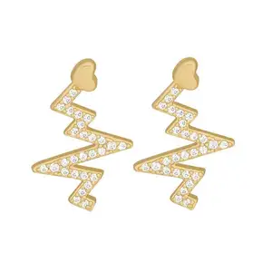 Trang Sức Mỹ Kim Loại Heart Beat Với Đá Mini Stud Earrings Thời Trang Vàng Tình Yêu Tim Ear Studs Đối Với Phụ Nữ Jewelry