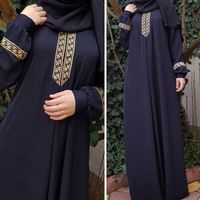 K385 Robe musulmane à manches longues décontractées Grande taille Abaya Jilbab Robe longue musulmane Robes et abaya pour femme Grande taille