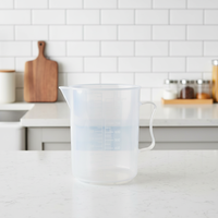 Bécher gradué en PP transparent avec poignée, recyclable, pour usage chimique, 250 ml, 500 ml, 1000 ml, 2000 ml, 3000 ml, 5000 ml
