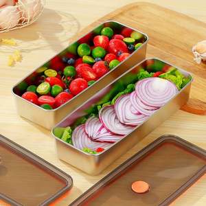 Contenedor de Almacenamiento de Alimentos Apilable de Acero Inoxidable con Tapa, Diseño Clásico, para Refrigerador, Solución de Almacenamiento para Cocina - Product Image 6