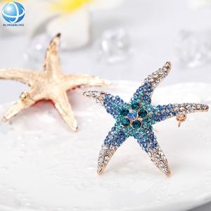 Broches de aleación de estrella de mar de animales hechos a mano con diamantes de imitación para niños, decoración de ropa para damas, regalos de joyería para festivales, espectáculo de fiesta DIY - Product Image 5