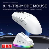 Souris de jeu sans fil X11 Attack Shark 1K Hz PAW3311 avec chargeur magnétique RGB et dock macro