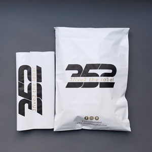 Custom Matte White Poly Mailers With Black & Gold Logo Print Self Adhesive <b>Waterproof</b> Plastic Shipping Courier Bags For Clothing - Product Image 3