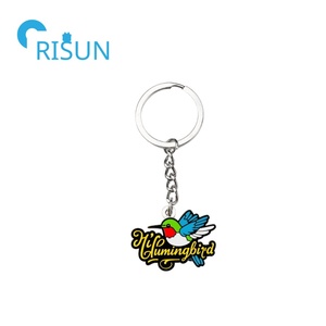 Fabricage Van Metalen Emaille Robijnkeelkolibrie Sleutelhanger Llavero Zoemen Vogel Sleutelhanger Souvenir Custom Kolibrie Sleutelhanger