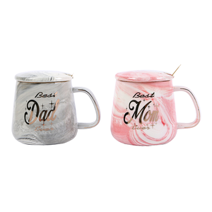 Juego de Tazas de Café de Cerámica Vintage con Patrón de Mármol de 400 ml, el Mejor Regalo para Papá, Mamá, Día del Padre, Día de la Madre, Aniversario - Product Image 1