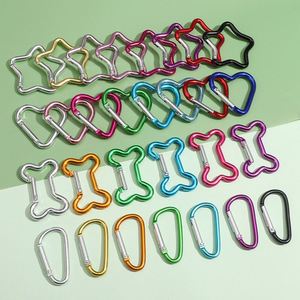 <b>Custom</b> Aluminum Carabiner <b>Keychain</b> in Star Love Heart Bone Shapes D-Ring DIY Bag Phone Chain Hook Accessory for Promotional Gift - Product Image 1
