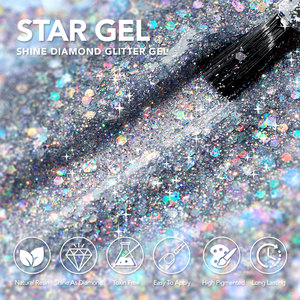 Esmalte de Uñas en Gel UV Robifel, 24 Colores, Brillo Estelar, Esmalte de Gel con Purpurina en Forma de Estrella, Colección para Todas las Temporadas, <span class=keywords><strong>Manicura</strong></span> Desprendible, Hazlo Tú Mismo - Product Image 5