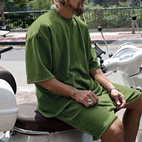 Ensemble décontracté personnalisé pour homme, t-shirt et short imprimés en spandex/coton à séchage rapide, 2 pièces, pour l'été