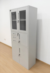 Archivador de Acero de 3 Cajones con Puertas de Vidrio y Acero, Estante Ajustable <span class=keywords><strong>para</strong></span> <span class=keywords><strong>Oficina</strong></span> o Taller - Product Image 3