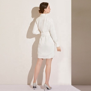 Las mujeres ropa Casual con cuello en V cinturón abrigos <span class=keywords><strong>vestido</strong></span> de camisa de manga larga <span class=keywords><strong>Oficina</strong></span> vestidos para damas - Product Image 6