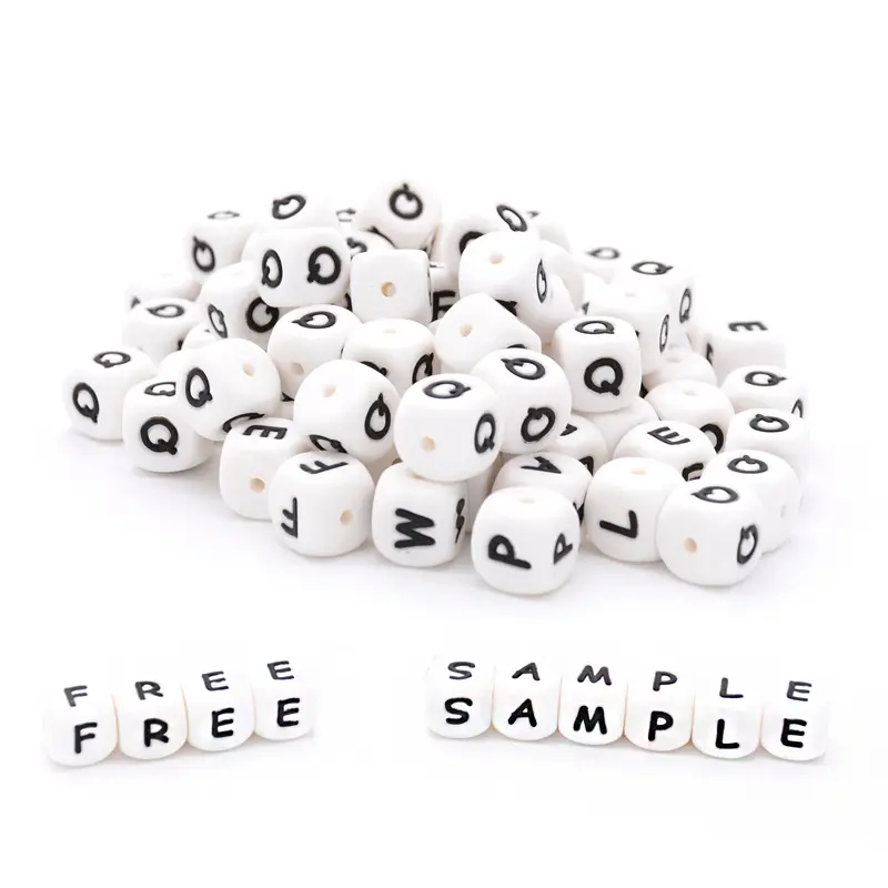 Großhandel Zahnen Beruhigende Molar Nette Schnuller Kette Herstellung BPA Free White Chew Printed Baby Zahnen Silikon Buchstaben Perle