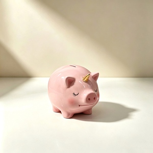 <span class=keywords><strong>Tirelire</strong></span> en céramique rose <span class=keywords><strong>licorne</strong></span> minimaliste, élégante boîte à monnaie pour la décoration intérieure moderne - Product Image 1
