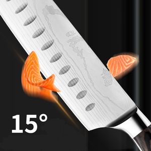 Cuchillo de <span class=keywords><strong>Chef</strong></span> de Acero Damasco con Patrón Láser, Mango de Madera, Diseño Ambidiestro, Estilo Moderno, Afilado, de Buena Calidad, Directo de Fábrica - Product Image 6