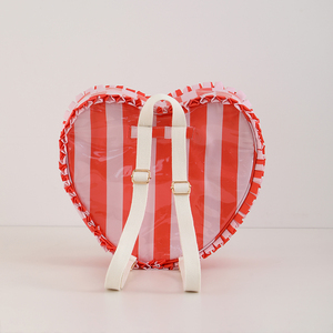 Sac à dos en PVC personnalisable en forme de cœur avec bordure à volants et bretelles réglables pour le voyage – Vente en gros - Product Image 2