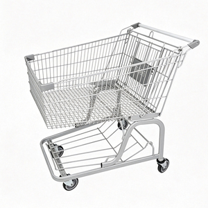 Chariot de courses en fil métallique de style allemand, zingué, robuste, pour supermarché et épicerie - Product Image 1