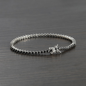 3Mm Wide 3-claw <b>Copper</b> Inlaid Zircon Black Tennis <b>Bracelet</b> 2mm Stone Tanjing Fashion Lijing Necklace - Product Image 2