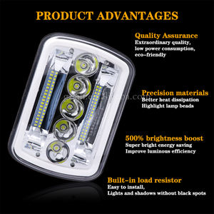 Faro Delantero LED Cuadrado <span class=keywords><strong>de</strong></span> 90W con Ojos <span class=keywords><strong>de</strong></span> Ángel, 5x7 7x6, Luz Alta/Baja H4 para Jeep - Product Image 4