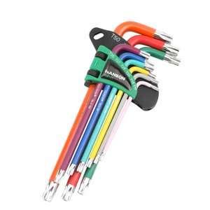 Jeu de clés hexagonales <span class=keywords><strong>Torx</strong></span> à tête courte colorées pour réparation de vélo, 9 pièces, métrique, DIY, OEM - Product Image 1