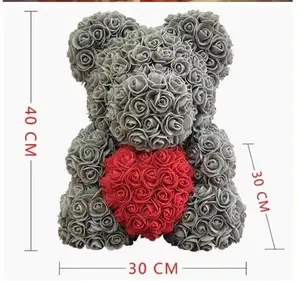 다채로운 귀여운 도매 인공 사용자 정의 25cm 40cmTeedy 곰 로즈 Oso De Flores 거품 꽃 거품 발렌타인 데이 선물