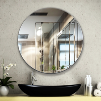 Miroir mural de salle de bain moderne sans cadre à bords arrondis, épaisseur 3 mm, 4 mm, 5 mm
